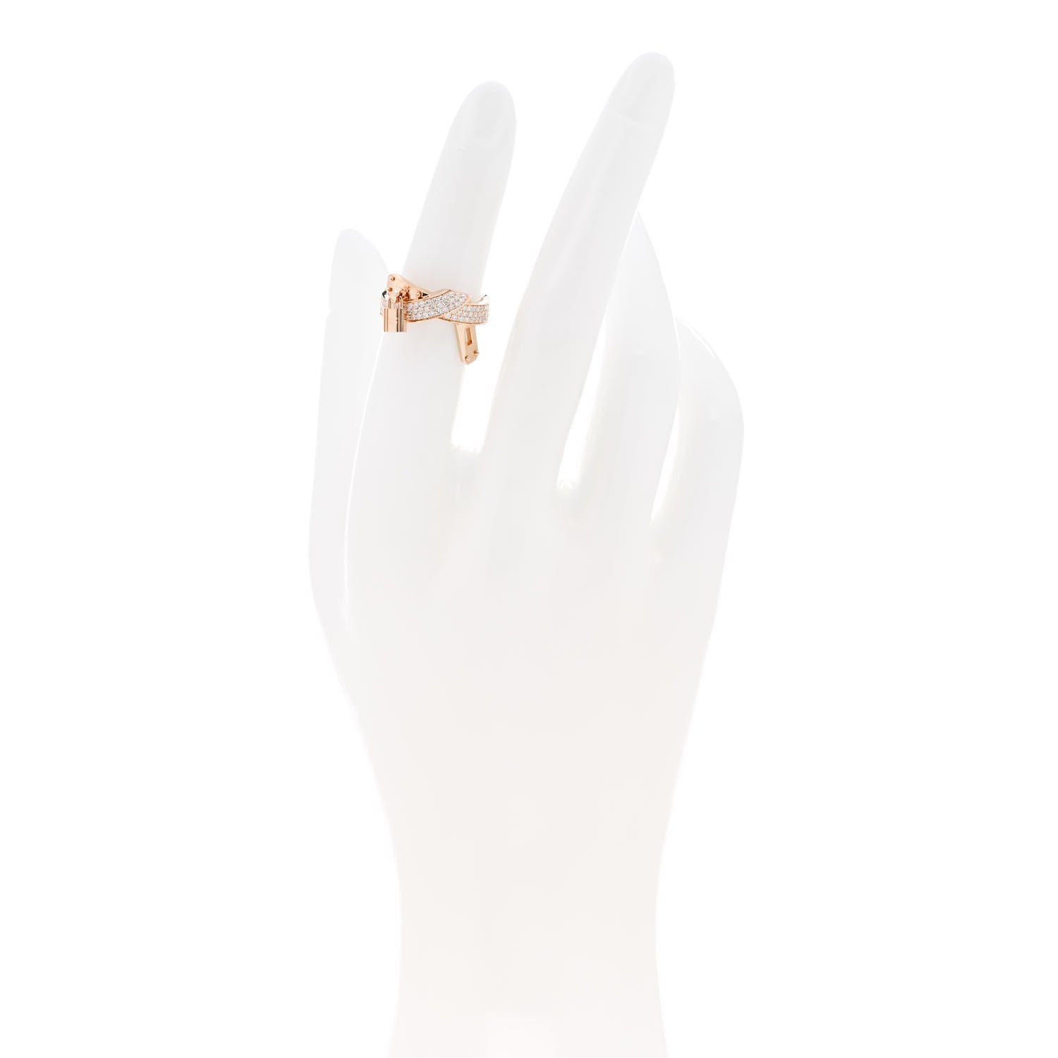 Hermes 18K Rose Gold Diamond Kelly Gavroche Ring 50 5.25 2 of 6