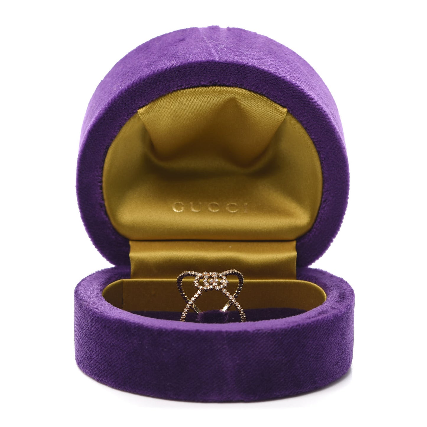 18K Yellow Gold Diamond GG Running X Ring 56 7.5