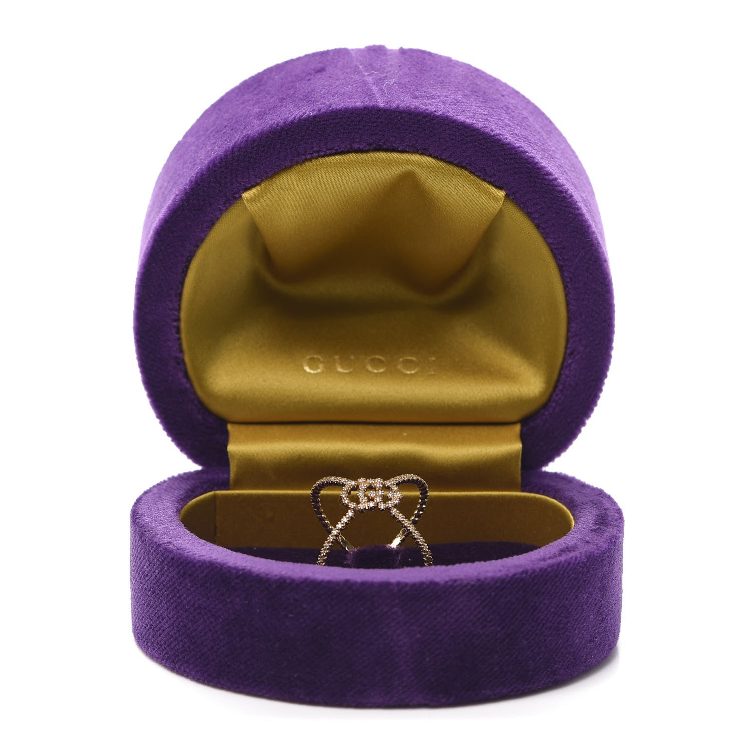 Gucci 18K Yellow Gold Diamond GG Running X Ring 56 7.5 5 of 5