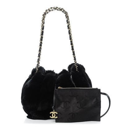 Chanel Rabbit Fur Harlequin Shoulder Bag Black 1 of 11