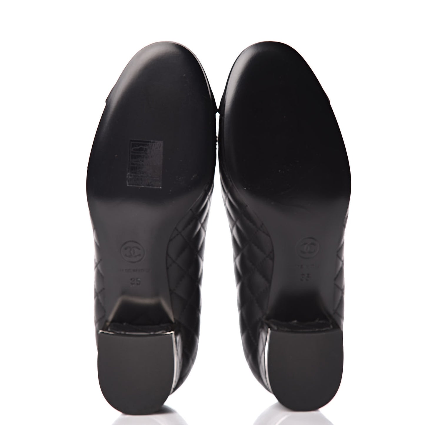 Aged Calfskin Grosgrain Quilted Cap Toe Pumps 35 Black