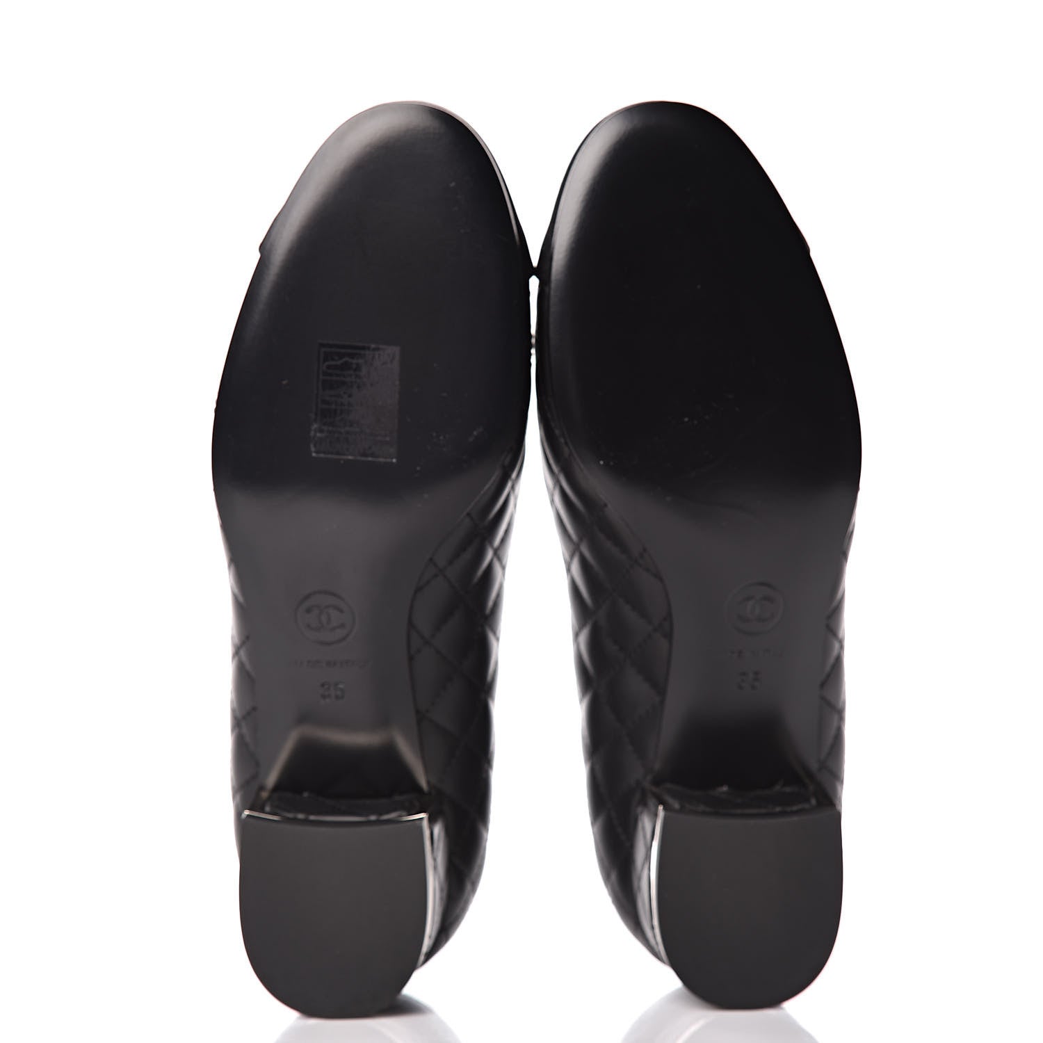 Chanel Aged Calfskin Grosgrain Quilted Cap Toe Pumps 35 Black 5 of 10