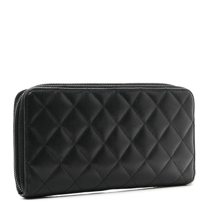 Chanel Calfskin Quilted Cambon Large Gusset Zip Around Wallet Black 3 of 12