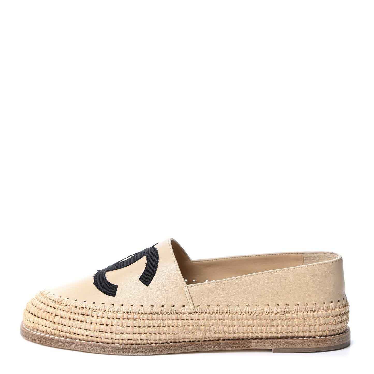 Lambskin Grosgrain CC Espadrilles 38 Beige Black