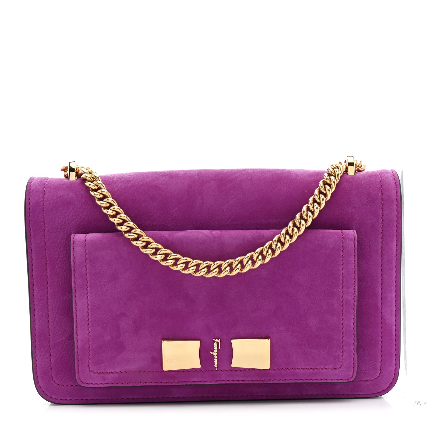 Salvatore Ferragamo Suede Ginevra Chain Bag Purple 1 of 11