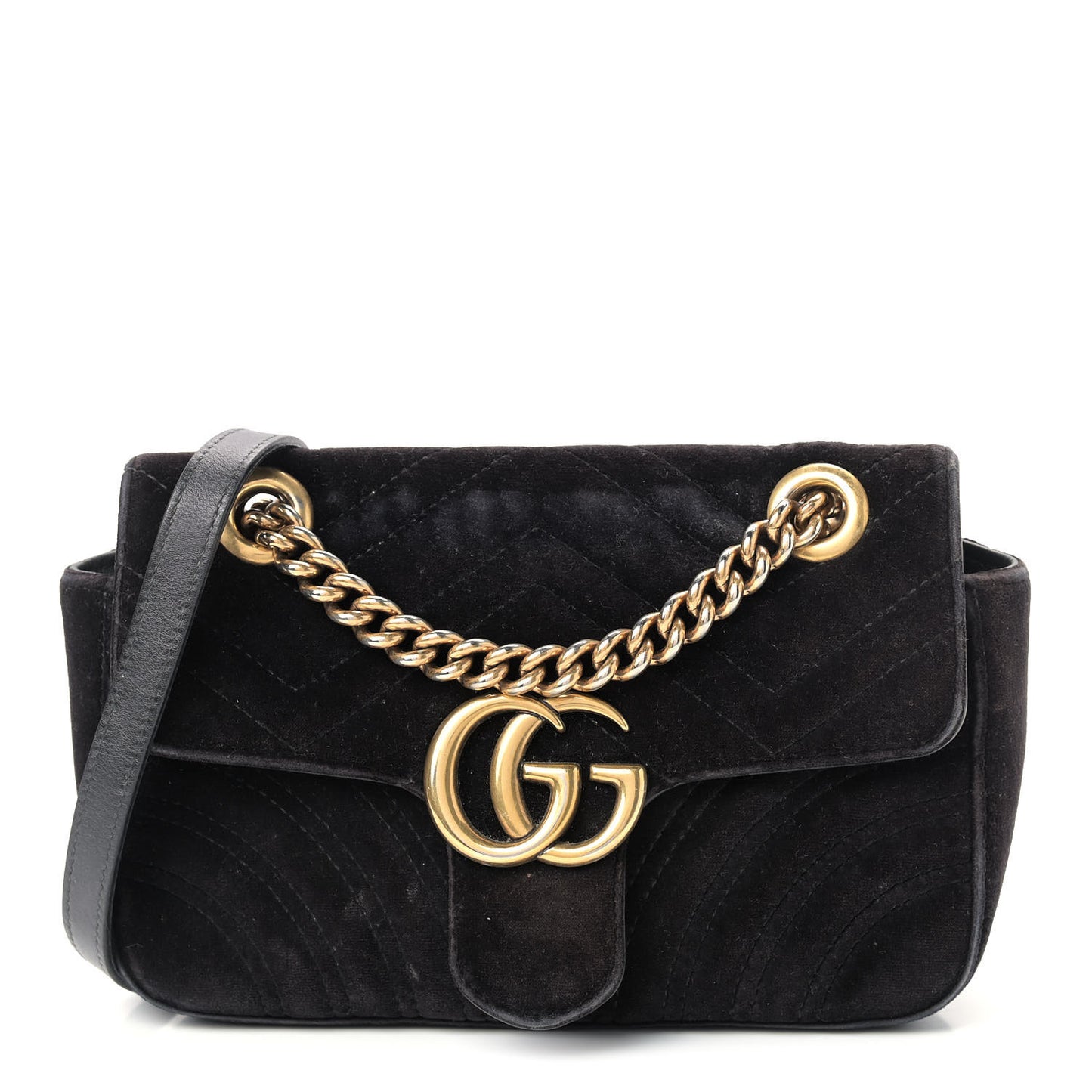 Velvet Matelasse Mini GG Marmont Shoulder Bag Black