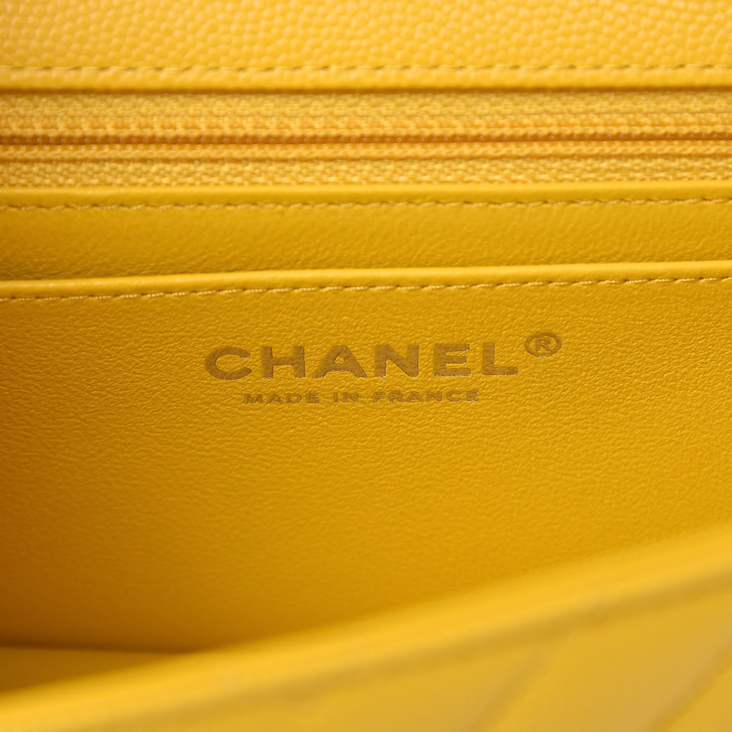 Caviar Chevron Quilted Mini Rectangular Flap Yellow