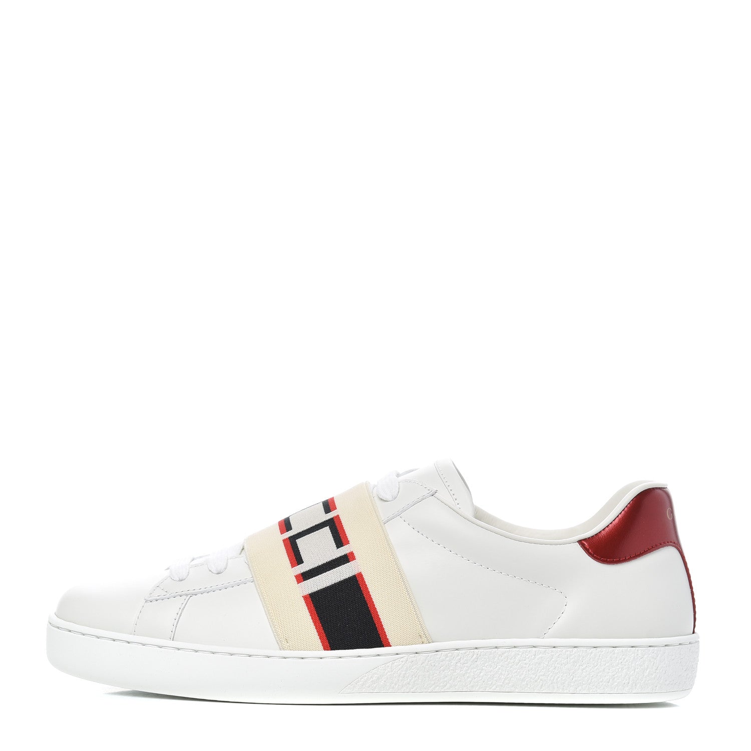 Gucci Calfskin Stripe Mens New Ace Sneakers 6 White Ecru Red Flame 1 of 9