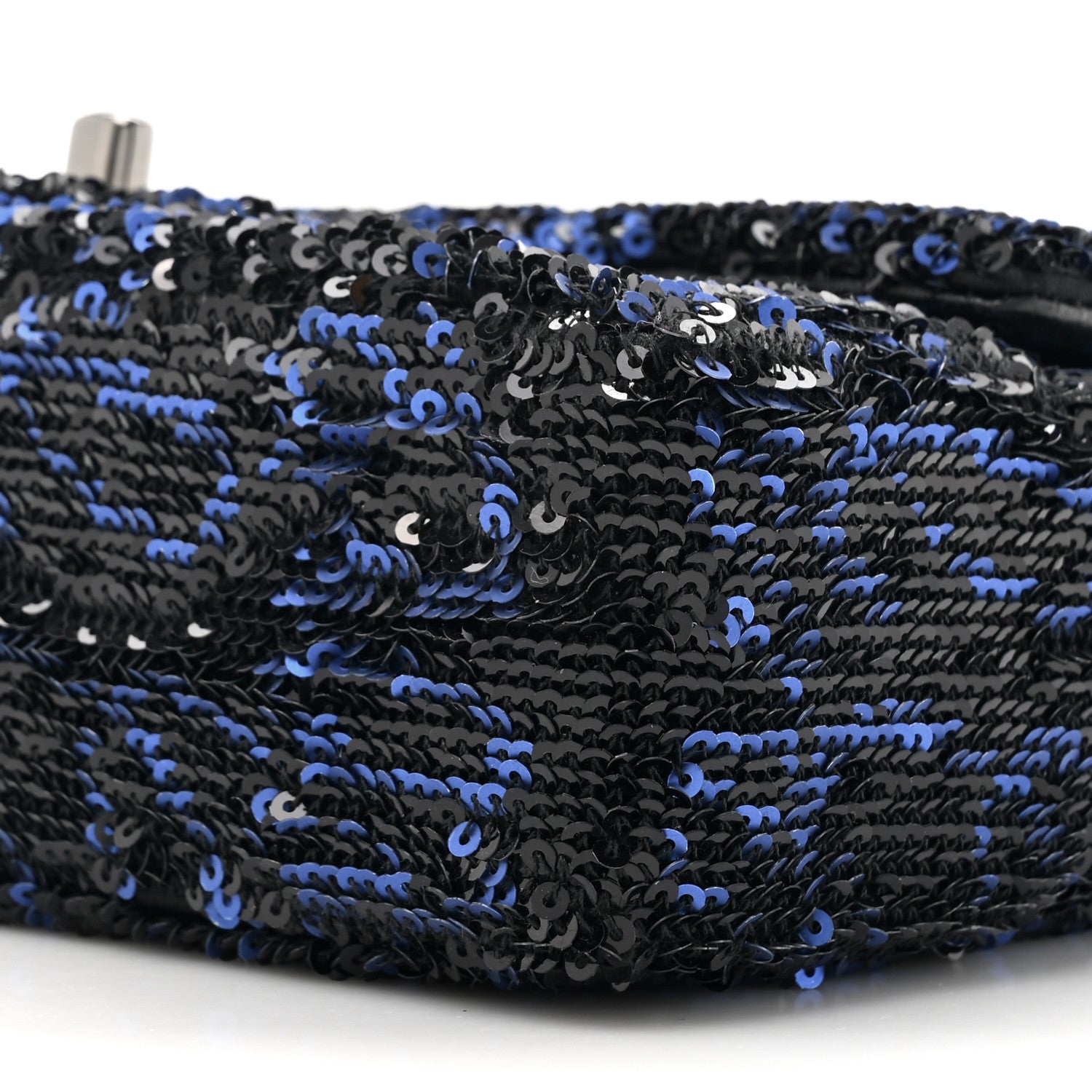 Chanel Sequin Logo Mini Rectangular Flap Black Blue 9 of 10