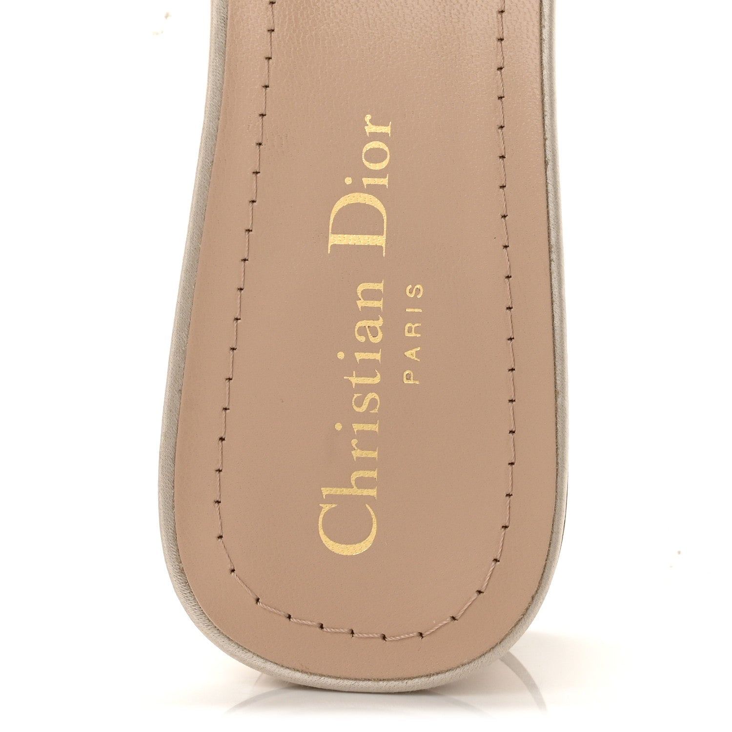 Christian Dior Metallic Satin Embroidered Dway 35mm Slide Sandals 40.5 Pale Gold 7 of 10
