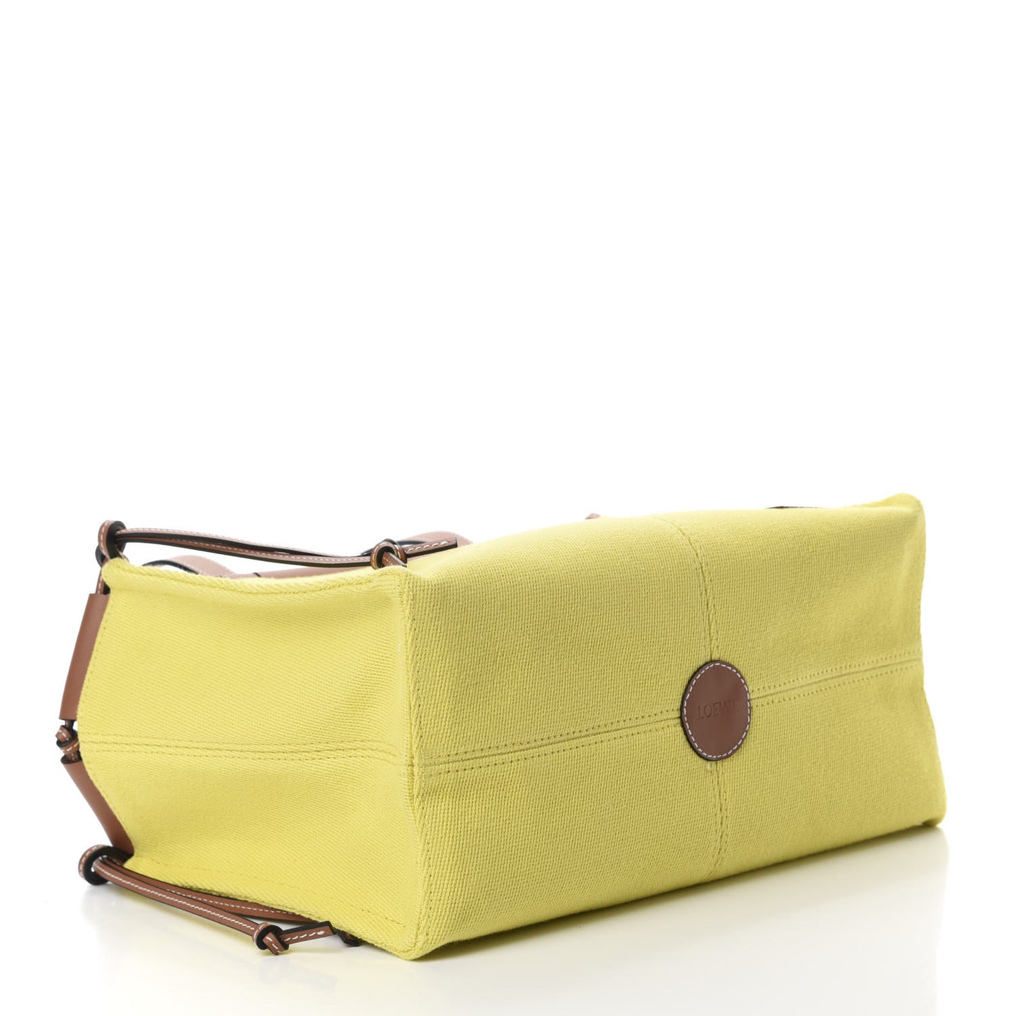 Canvas Calfskin Cushion Tote Yellow
