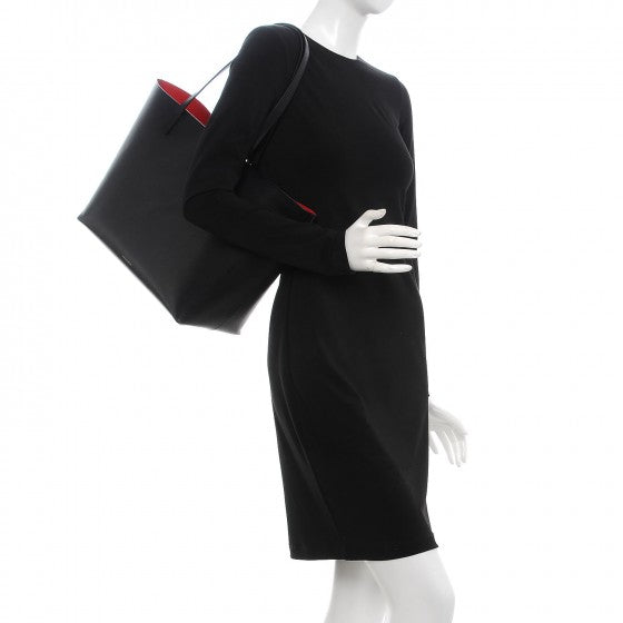 Calfskin Small Shopping Tote Black Flamma