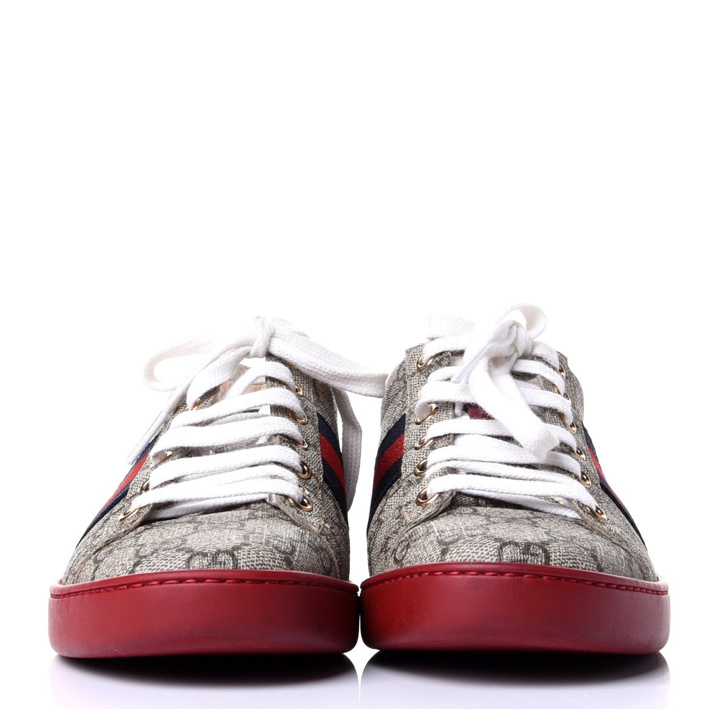 GG Supreme Monogram Ayers Web Womens Ace Sneakers 37 Red