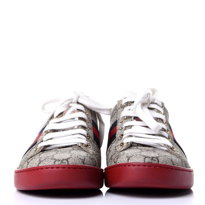 Gucci GG Supreme Monogram Ayers Web Womens Ace Sneakers 37 Red 2 of 11