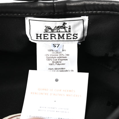 Hermes Cashmere Lambskin Saint-Honore Charms Beret 57 Charbon 8 of 8