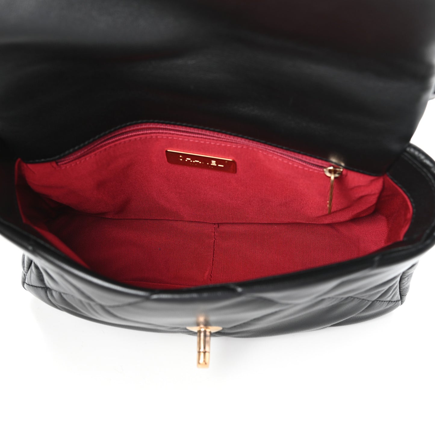 Shiny Goatskin Quilted Medium Chanel 19 Flap Black