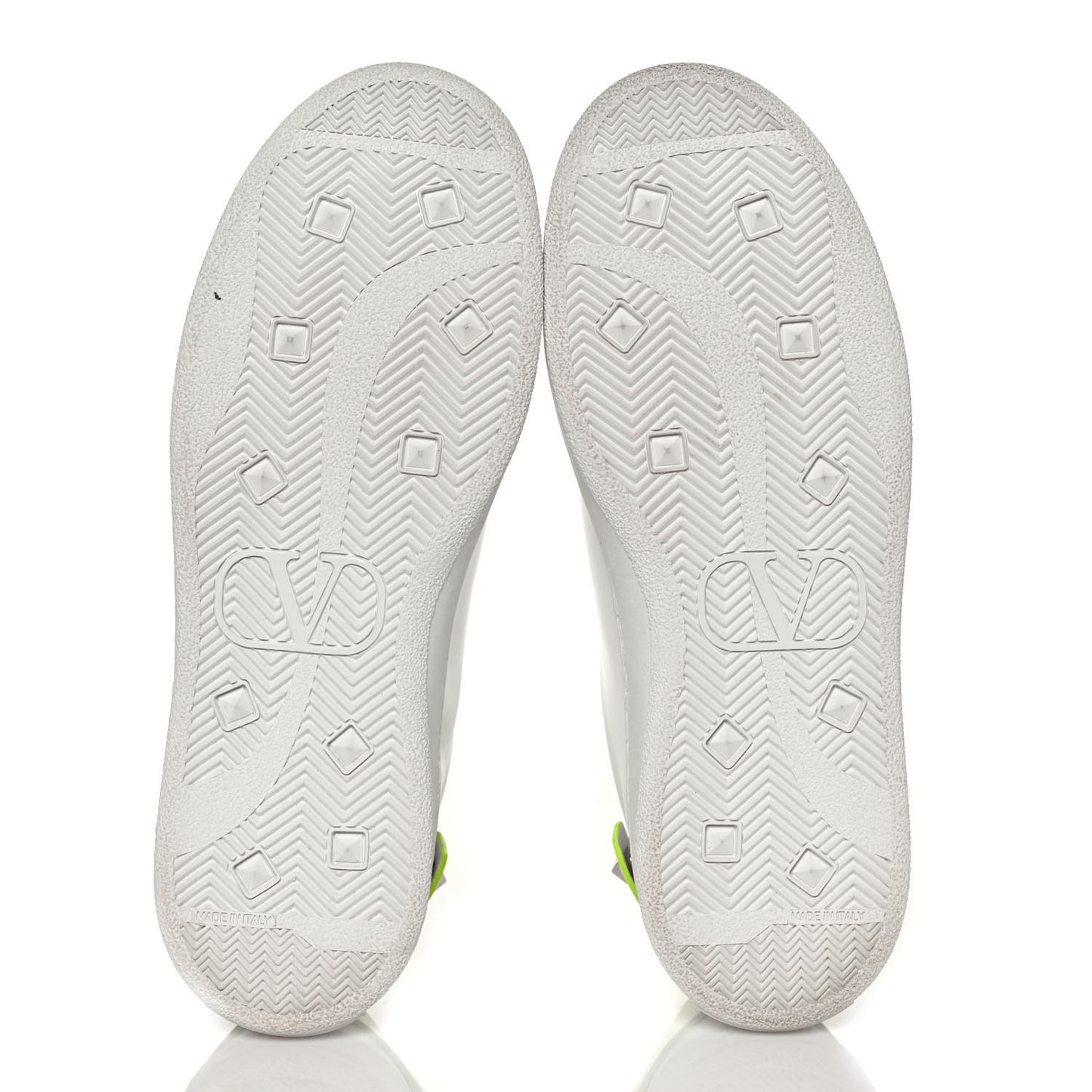 Calfskin Womens Backnet Sneakers 38.5 White Fluo Green