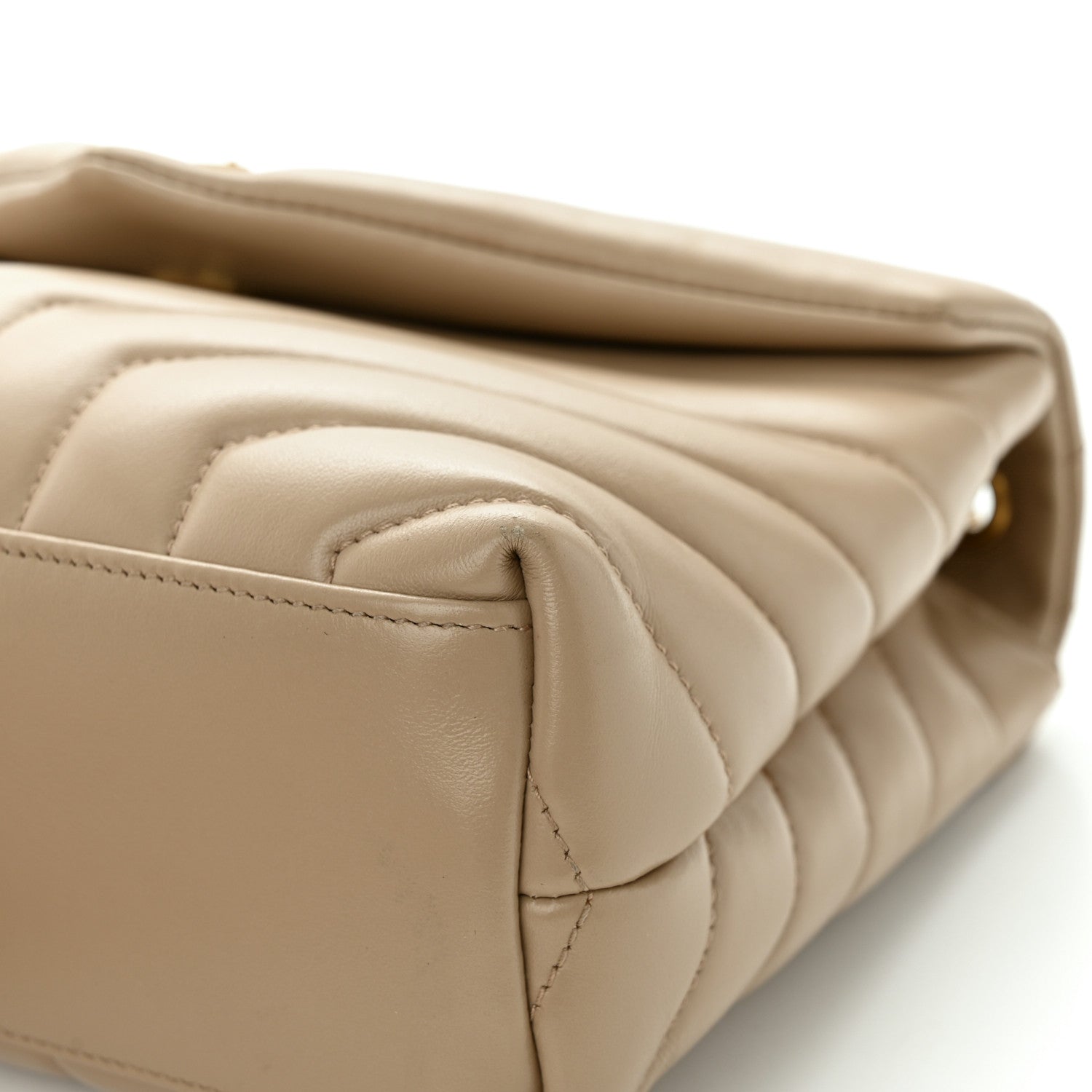 Saint Laurent Calfskin Y Quilted Monogram Small Loulou Chain Satchel Dark Beige 10 of 13