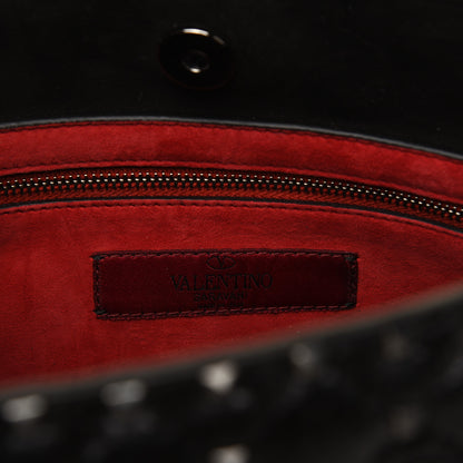 Valentino Garavani Craquele Nappa Rockstud Spike Shoulder Tote Black 10 of 14