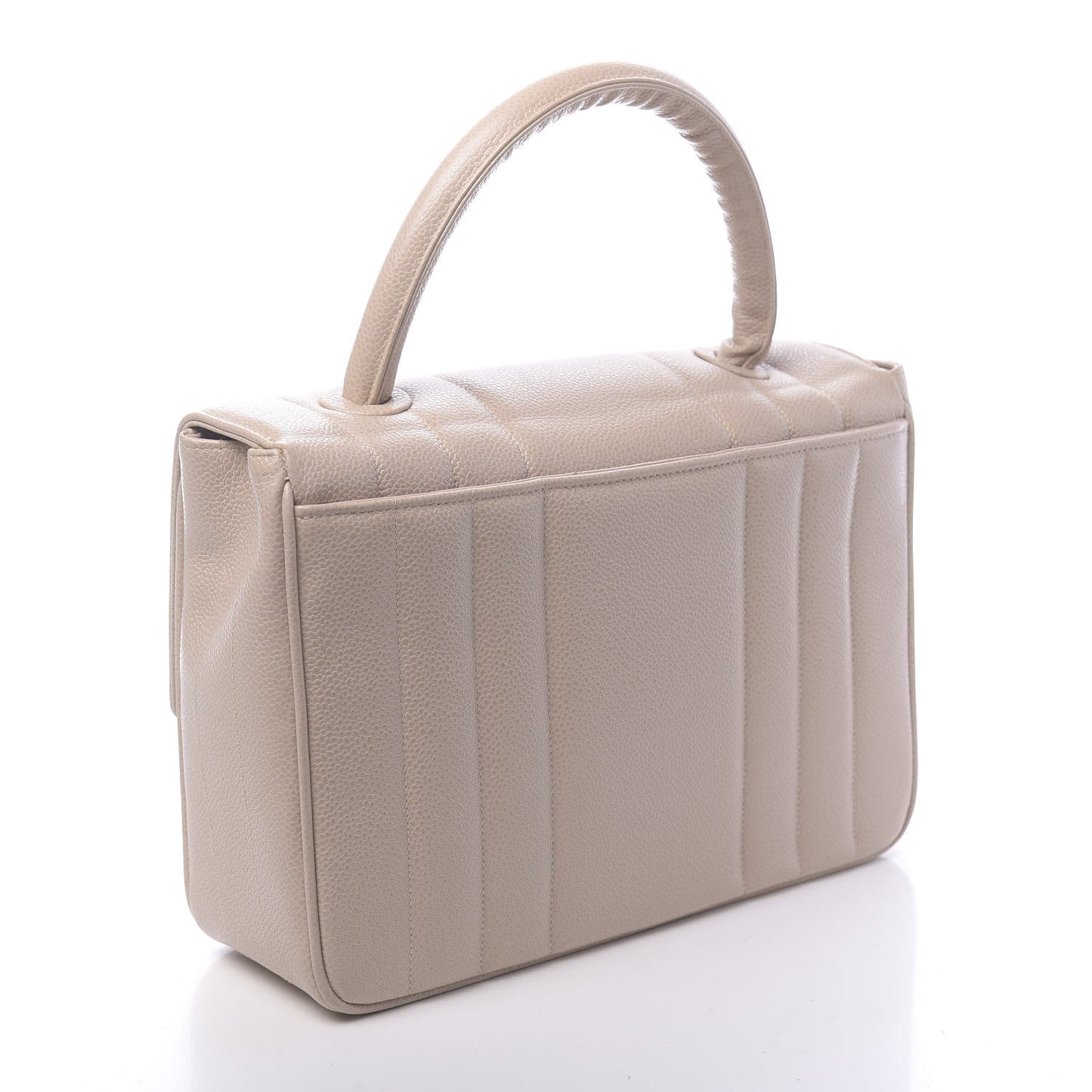 Caviar Vertical Quilted Kelly Flap Bag Light Beige