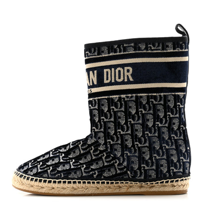 Christian Dior Velvet Oblique Granville Espadrille Boots 38.5 Deep Blue 1 of 8