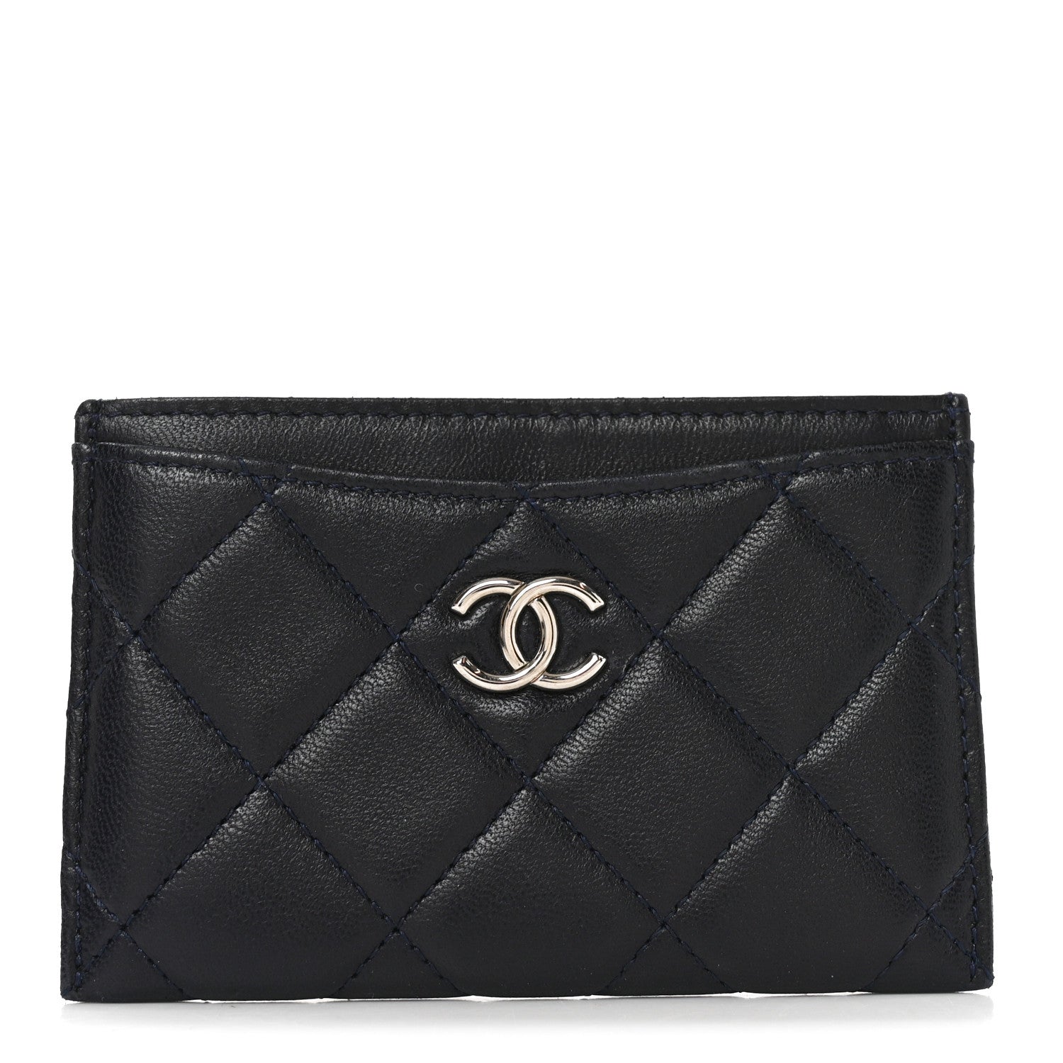 Chanel Lambskin Quilted Card Holder Navy Blue 1 of 8