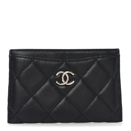 Chanel Lambskin Quilted Card Holder Navy Blue 1 of 8