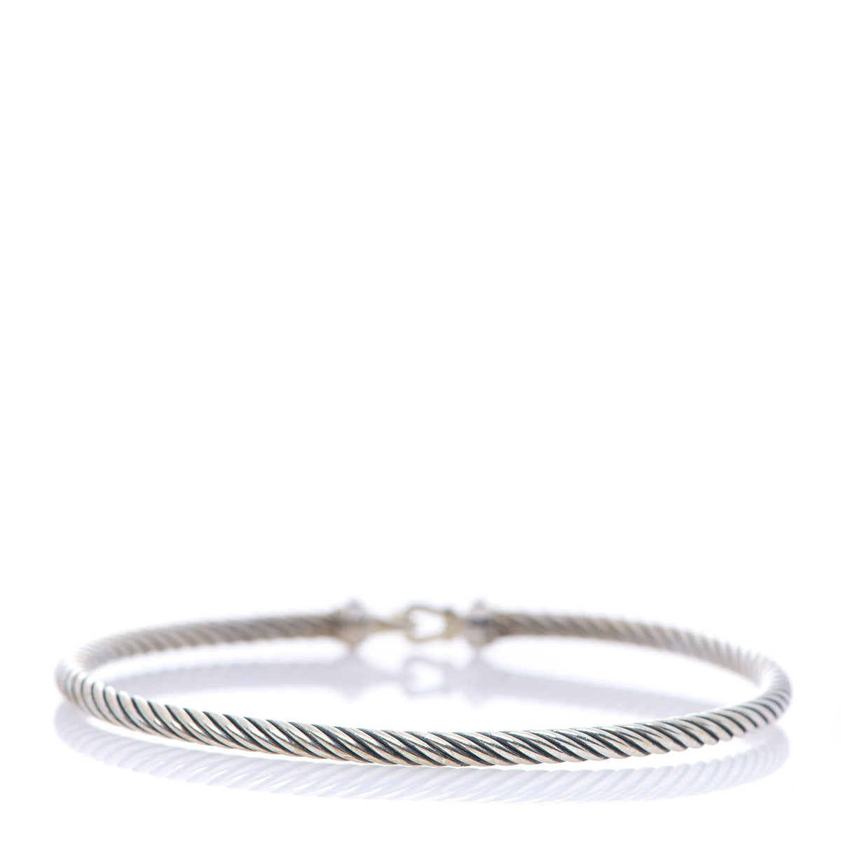 Sterling Silver Diamond 3mm Cable Buckle Bracelet