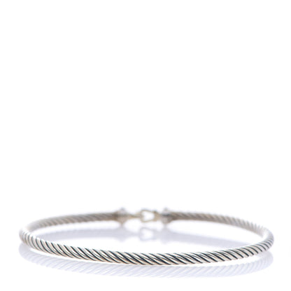 David Yurman Sterling Silver Diamond 3mm Cable Buckle Bracelet 2 of 3