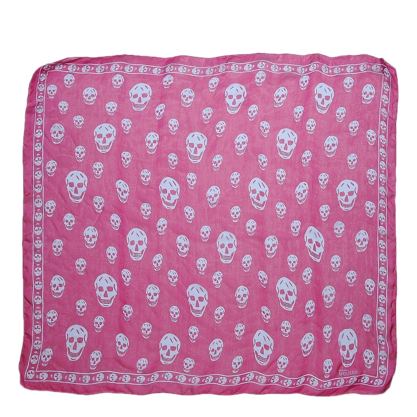 Silk Chiffon Skull Scarf Fuxia