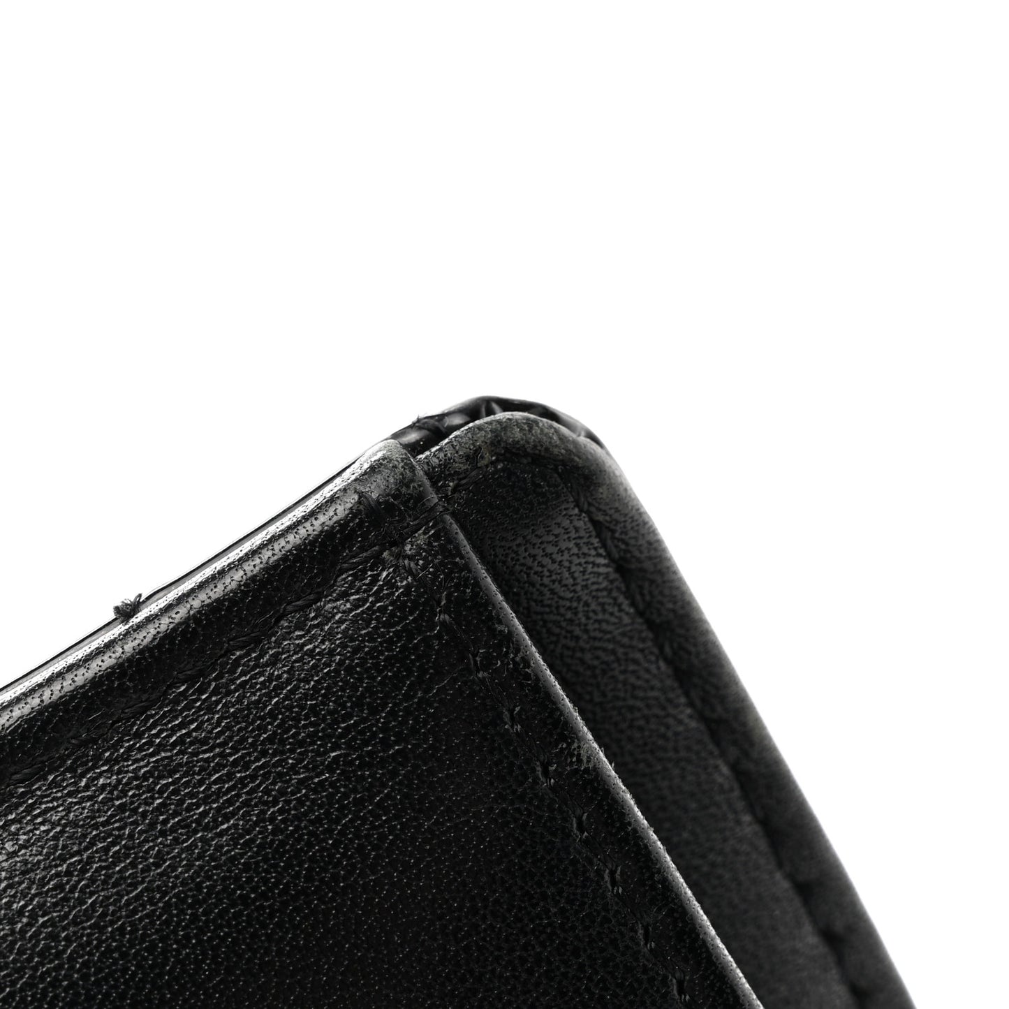 Patent Calfskin Quilted Yen Wallet Black