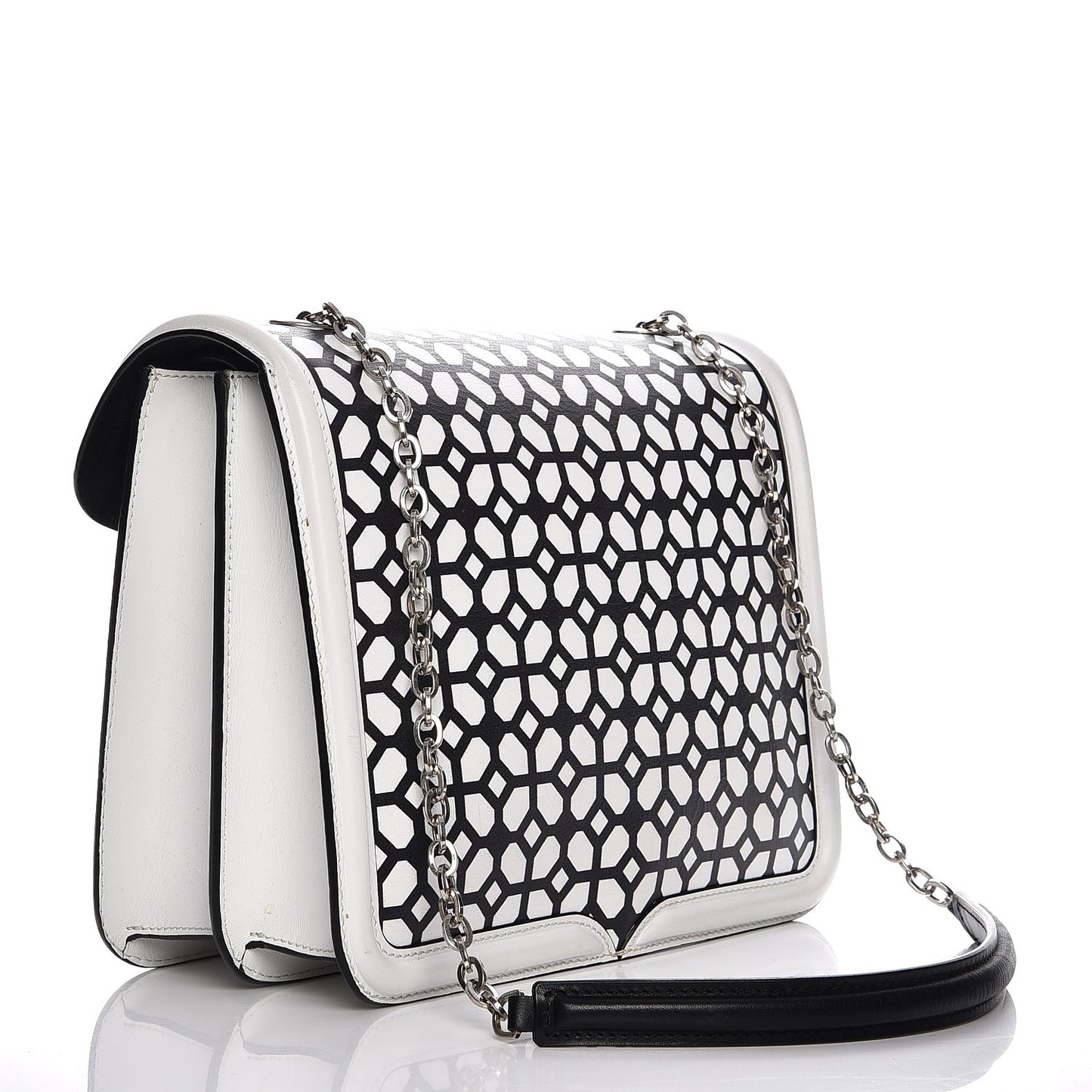 Calfskin Heroine Chain Satchel Ivory Black