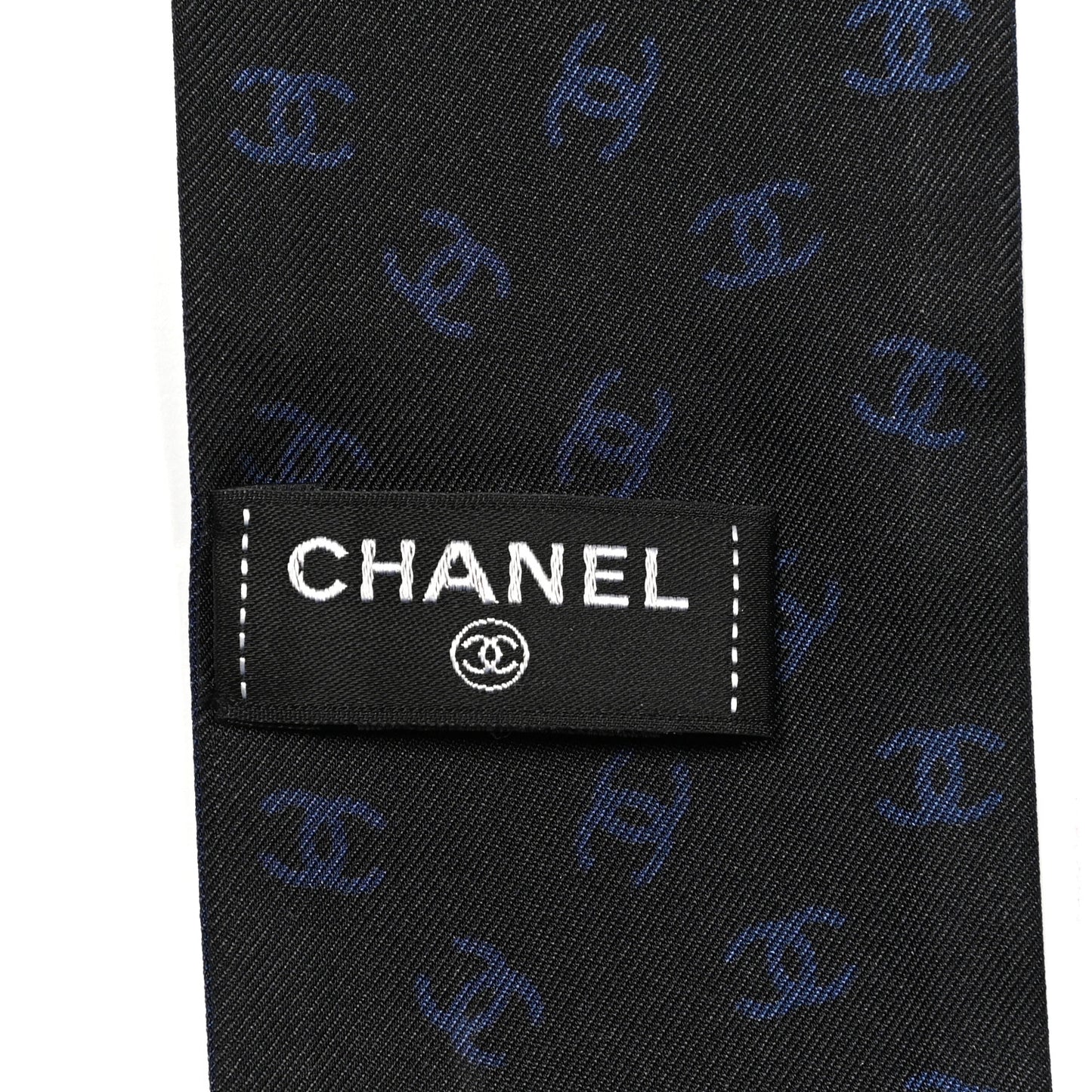 Silk Pearl CC Chain Slim Bandeau Scarf Navy Pink