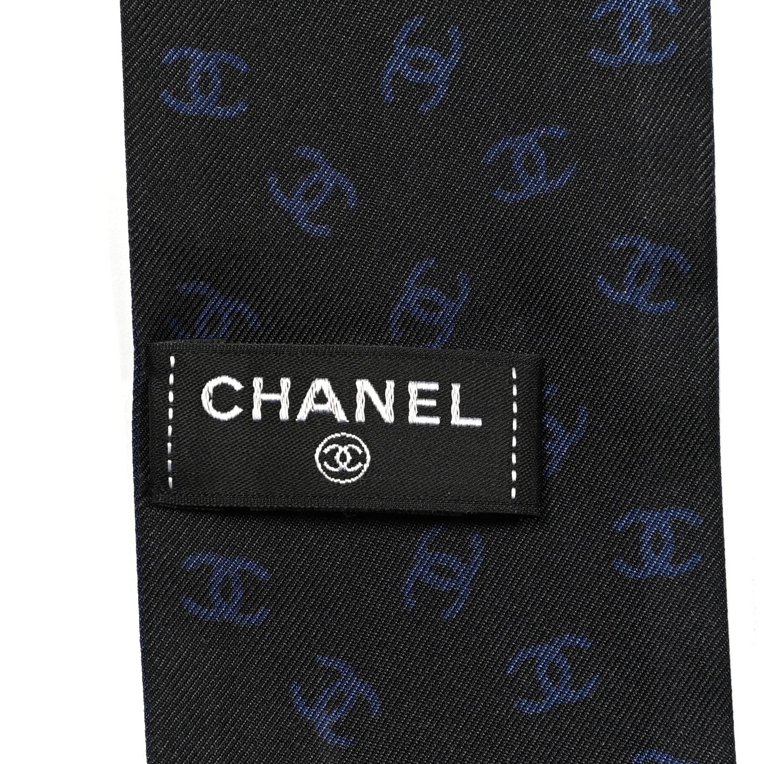 Chanel Silk Pearl CC Chain Slim Bandeau Scarf Navy Pink 3 of 3