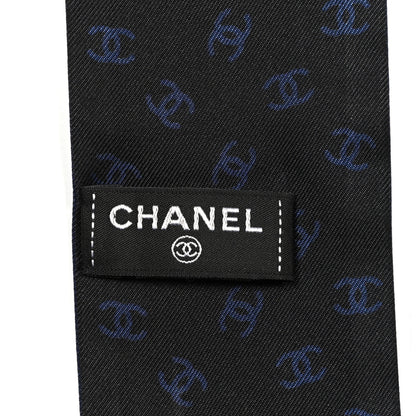 Chanel Silk Pearl CC Chain Slim Bandeau Scarf Navy Pink 3 of 3