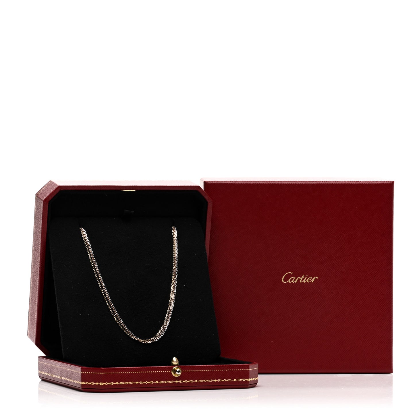 18K Pink Yellow White Gold Three Chain Necklace