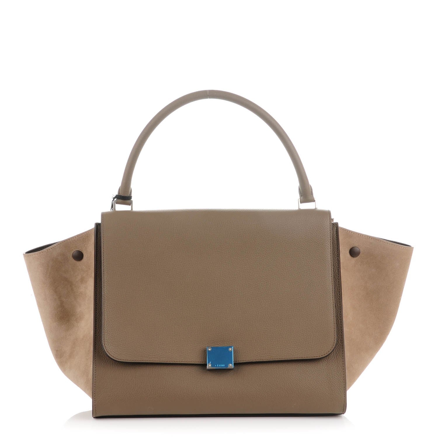 Celine Drummed Calfskin Suede Large Trapeze Souris 1 of 8