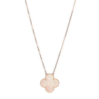 Van Cleef & Arpels 18K Rose Gold Mother of Pearl Magic Alhambra Pendant Necklace 1 of 8