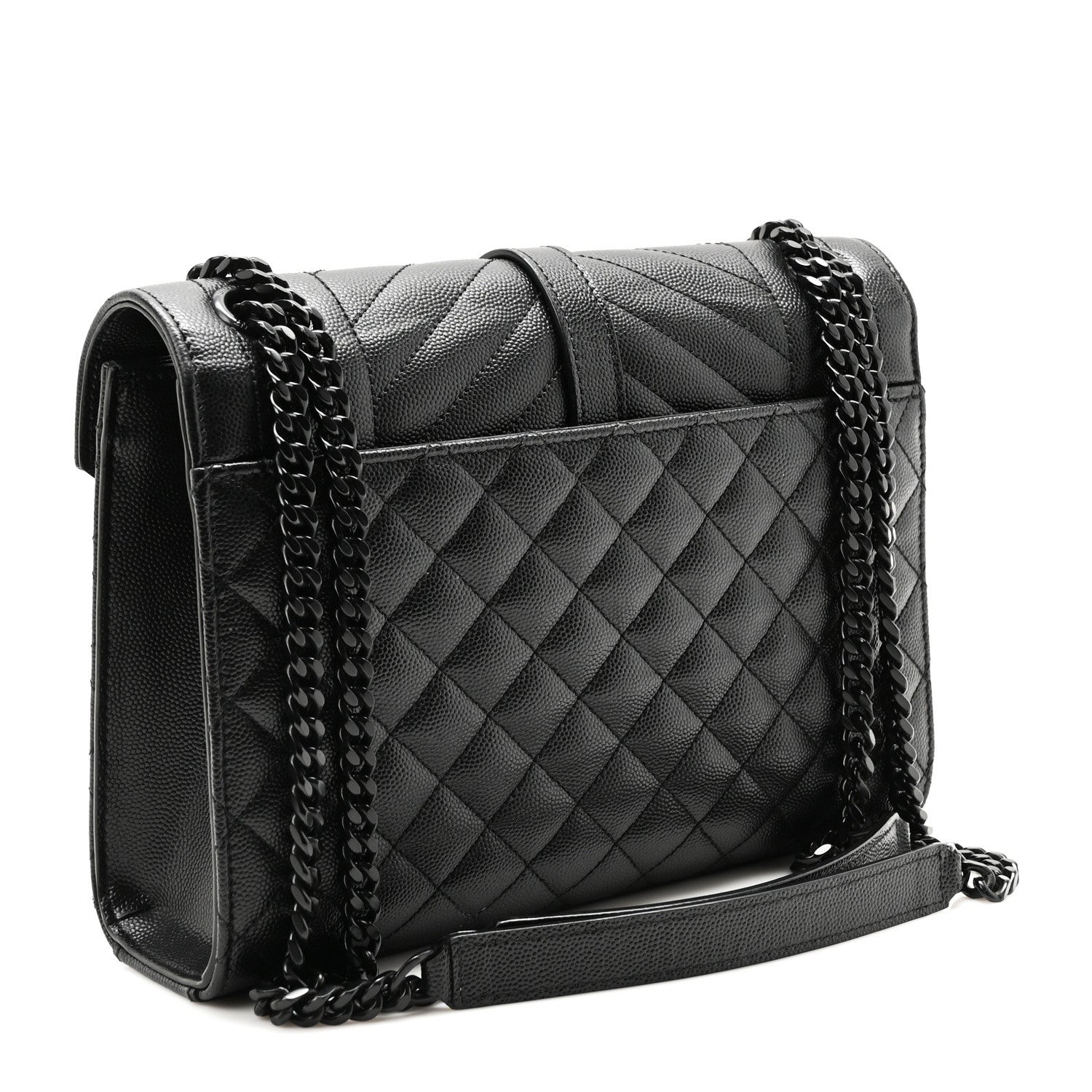 Saint Laurent Grain De Poudre Textured Mixed Matelasse Triquilt Medium Monogram Monochrome Satchel Black 3 of 9