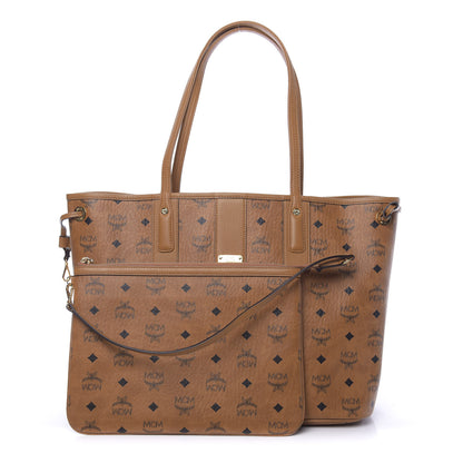MCM Visetos Medium Liz Reversible Shopper Tote Cognac 1 of 16