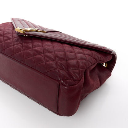 Saint Laurent SAINT LAURENT Calfskin Mixed Matelasse Triquilt Large Monogram Envelope Satchel Oxblood 12 of 14