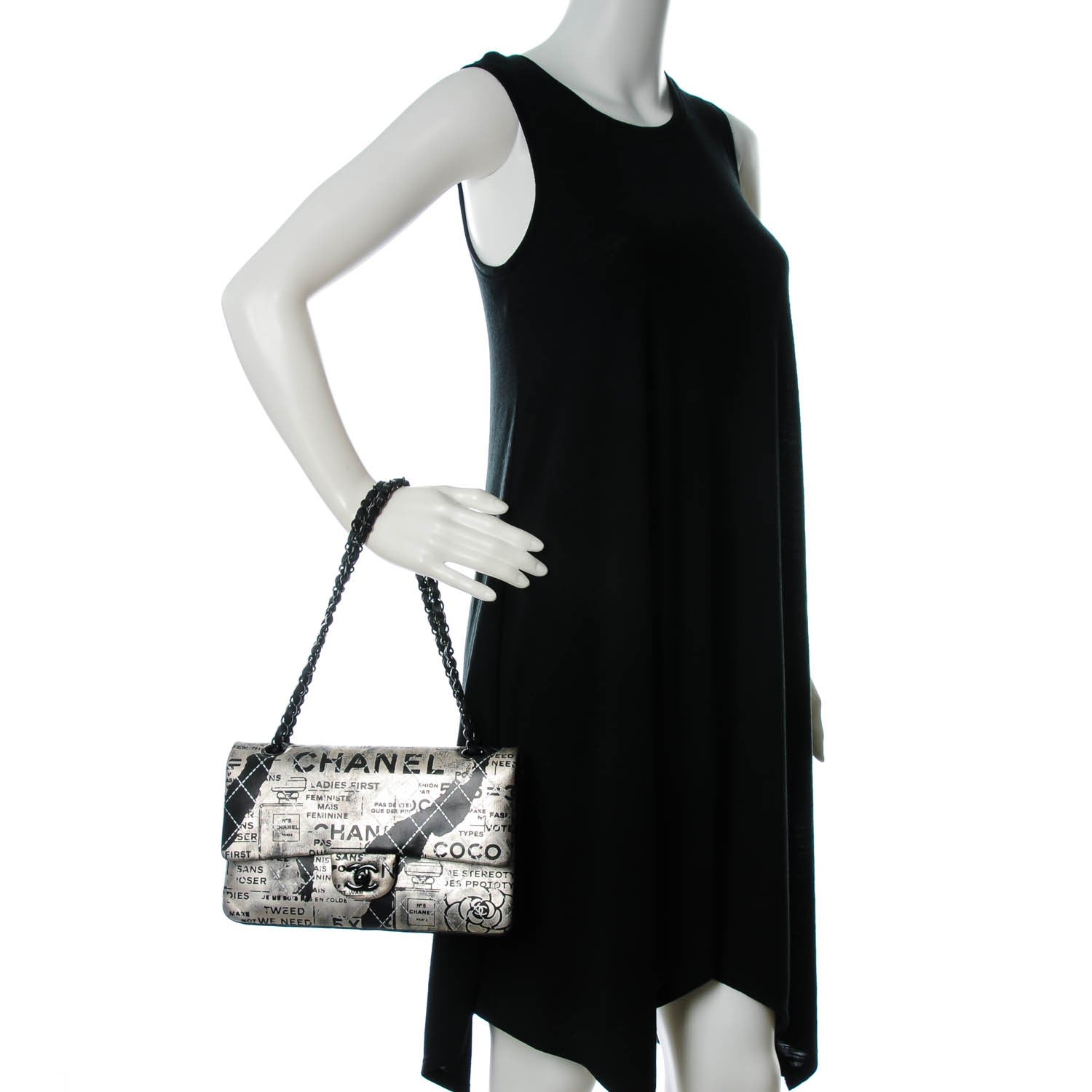 Chanel Lambskin Hand Painted Medium Double Flap Black 2 of 9