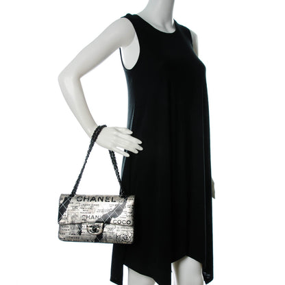 Chanel Lambskin Hand Painted Medium Double Flap Black 2 of 9