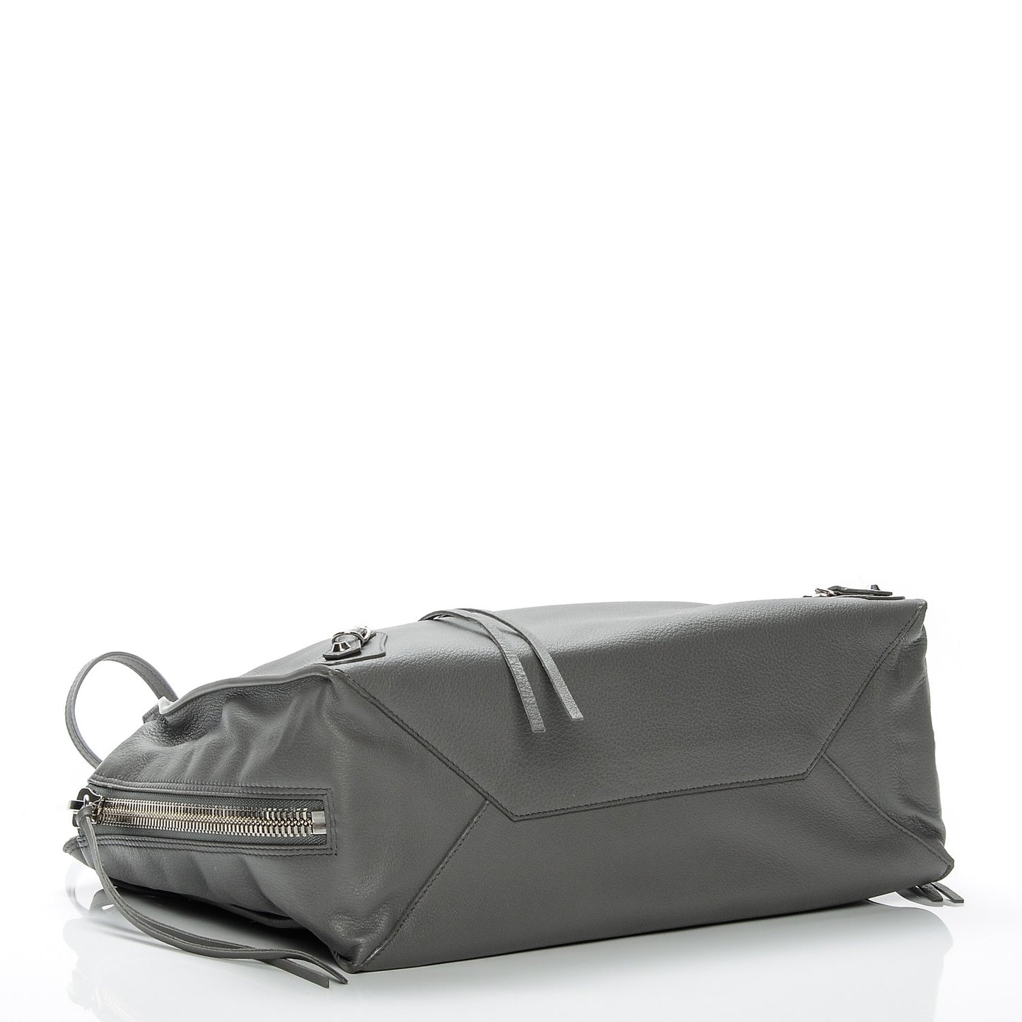 Veau Papier B4 Zip Around Tote Gris Acier