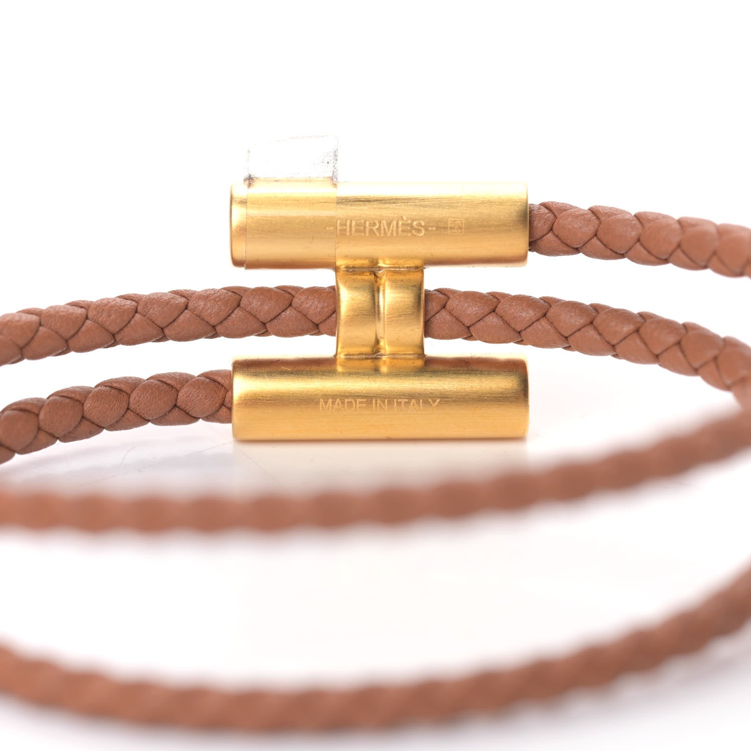 Hermes Swift Double Wrap Cord Tournis Tresse Bracelet T4 Gold 5 of 5