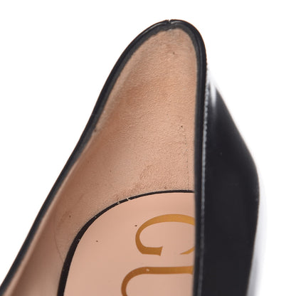 Gucci Polished Calfskin Removable Bee Elaisa Platform High Heel Pumps 39 Black 9 of 10