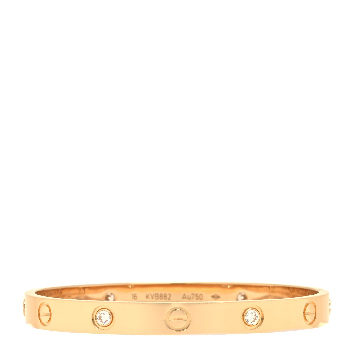 Cartier 18K Yellow Gold 4 Diamond LOVE Bracelet 16 2 of 4