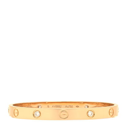 Cartier 18K Yellow Gold 4 Diamond LOVE Bracelet 16 2 of 4