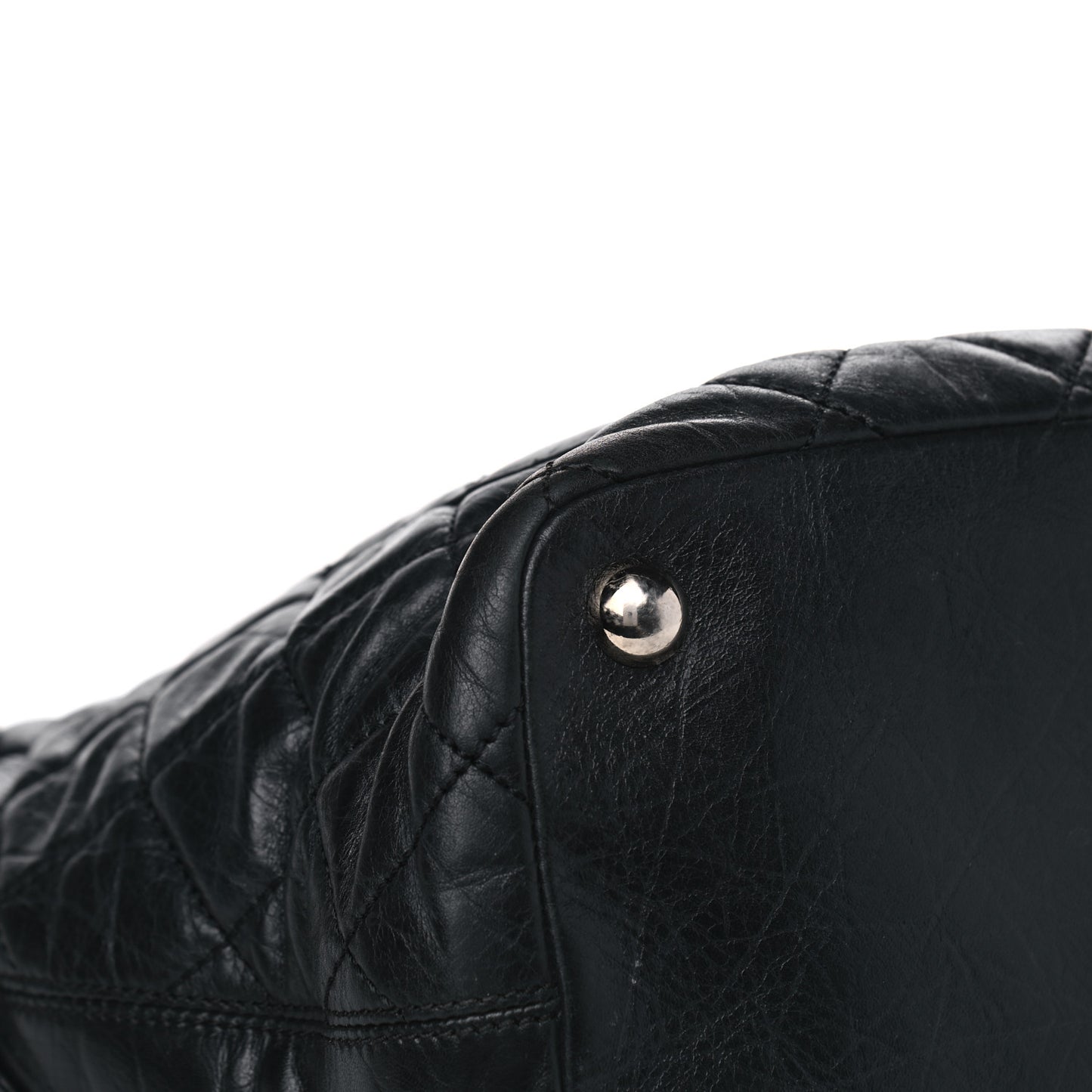 Aged Calfskin Quilted Large Cotton Club Tote Black