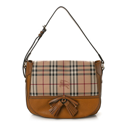 Burberry Haymarket Check Animal Print Medium Maydown Hobo Bag Camel 1 of 10
